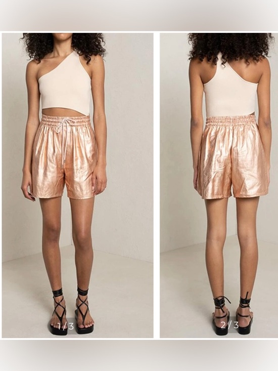 A.L.C. Pants - ALC Ryder metallic linen shorts in rose gold